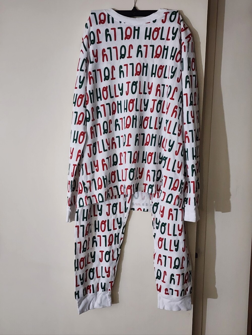 Carter's White Holiday 'Holly Jolly' Pajama Set with Red & Green Print